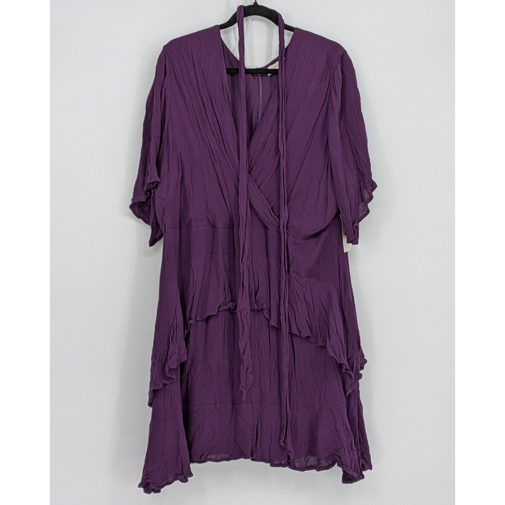NEW A Beautiful Soul $80 22/44 Dark Purple Ruffle Whimsygoth Tiered Midi Dress